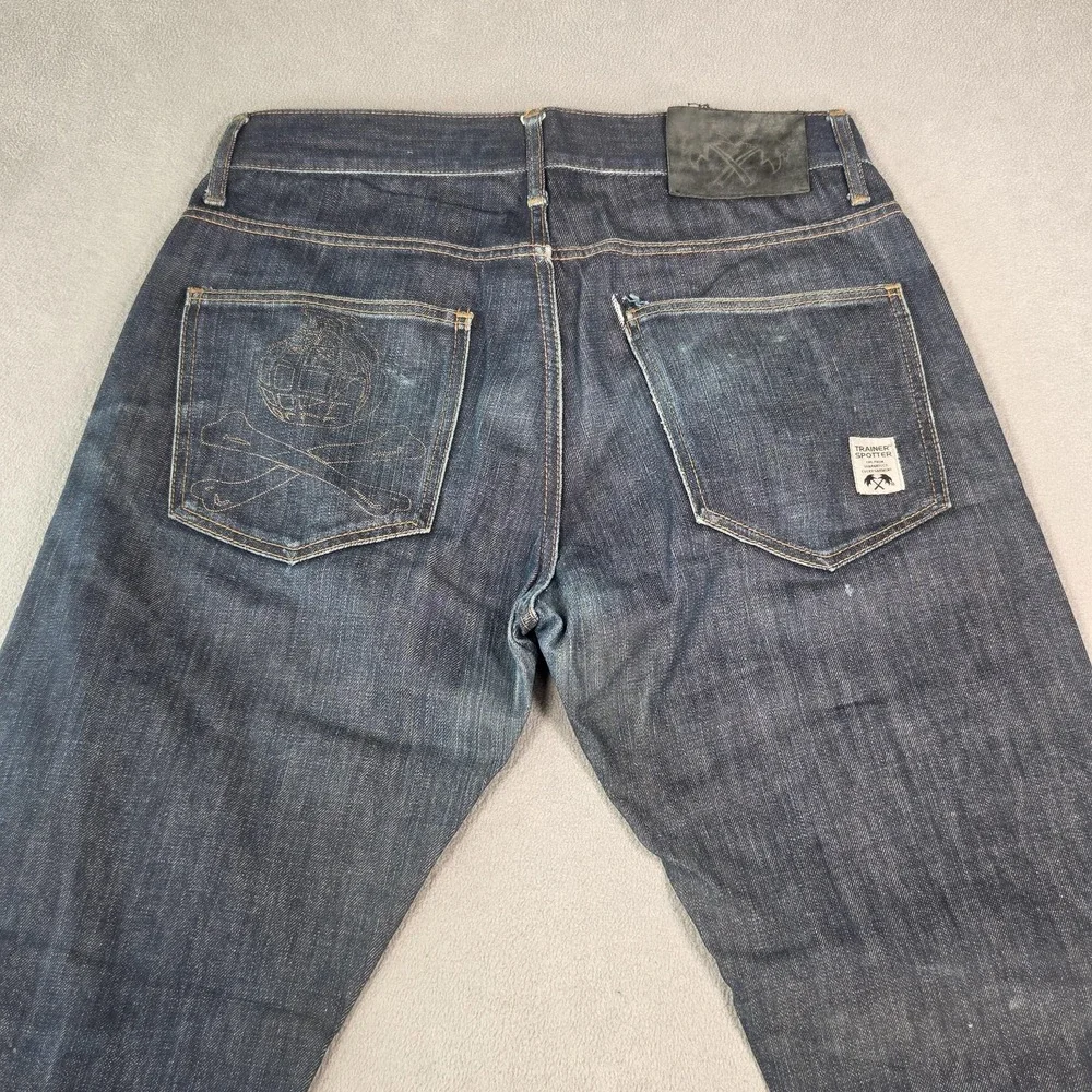 Selvedge Denim Jeans Mens‎ Blue Dark Wash Straight Leg Zip Fly Fits 30x30